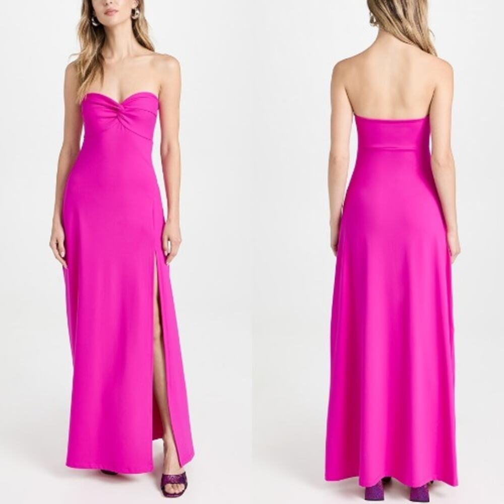 NWT Susana Monaco Twist Front Strapless Slit Maxi Dress Magenta Women's Size XL